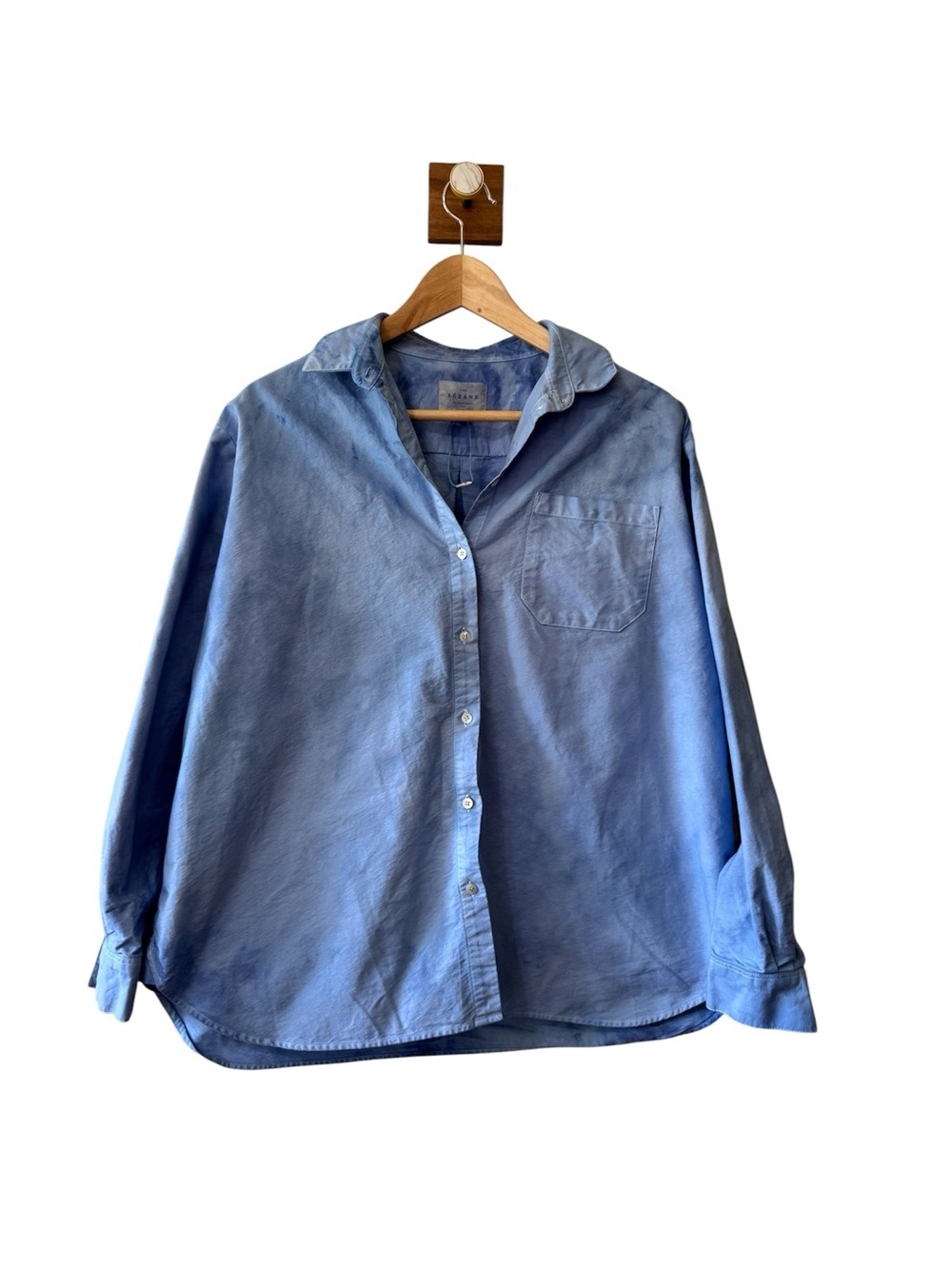 Sezane Blue Artsy Tie Dye Relaxed Button-Down Shirt